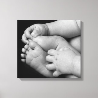 Baby Handen en Voeten Zwart en Wit Canvas Afdruk