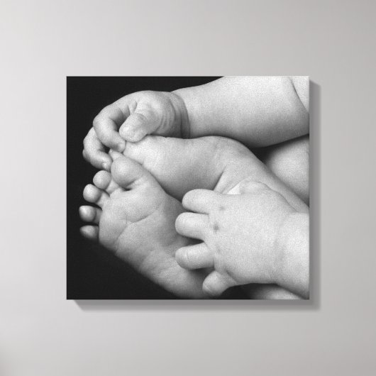 Baby Handen en Voeten Zwart en Wit Canvas Afdruk (Voorkant)