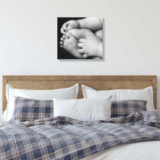 Baby Handen en Voeten Zwart en Wit Canvas Afdruk (Insitu (Slaapkamer))