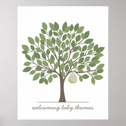 Baby handtekening boom - Groot - Groen Poster (Voorkant)