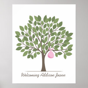 Baby handtekening boom - Groot Poster