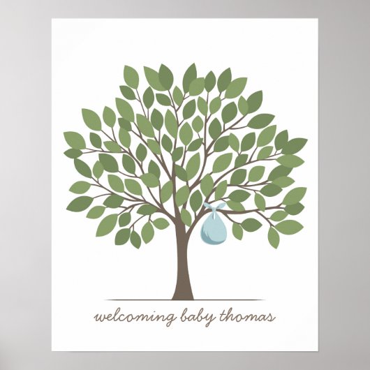 Baby-handtekeningenboom - Groot - Blauw Poster (Voorkant)