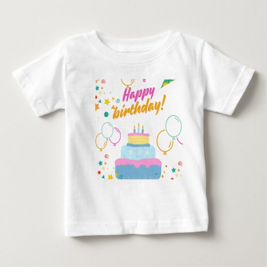Baby Happy Birthday Printable T-Shirt Gift Design (Voorkant)