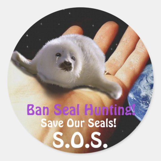 BABY HARP SEAL Anti Seal-Hunt Sticker (Voorkant)