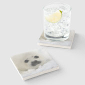 Baby Harp Seal Stenen Onderzetter (Zijkant)
