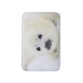 Baby harp zeehondenpup op ijs van het witte Zee Badmat (Voorkant Verticaal)