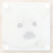 Baby harp zeehondenpup op ijs van het witte Zee Glazen Onderzetter (Achterkant)