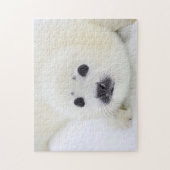 Baby harp zeehondenpup op ijs van het witte Zee Legpuzzel (Verticaal)