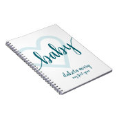 Baby-hart | Aqua Blauw-Groen Bloei Script Notitieboek (Rechterzijde)