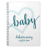Baby-hart | Aqua Blauw-Groen Bloei Script Notitieboek (Voorkant)