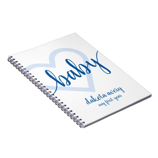 Baby-hart | Bright Classic Blue Flourish Script Notitieboek (Rechterzijde)
