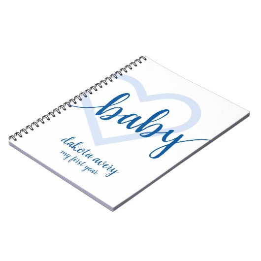 Baby-hart | Bright Classic Blue Flourish Script Notitieboek (Linkerzijde)