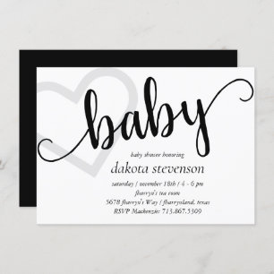 Baby-hart Classic Zwart Script Douche of Reveal Kaart