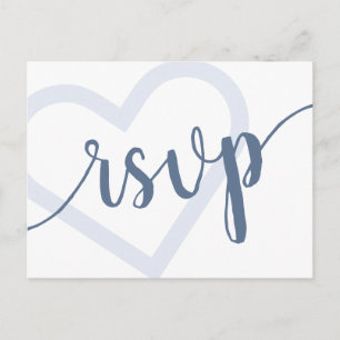 Baby-hart   Dusty Blue Shower Reveal RSVP Entree Briefkaart