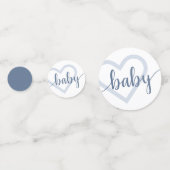Baby-hart | Dusty Slate Blue Flourish Script Confetti (Voorkanten)