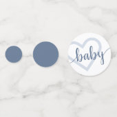Baby-hart | Dusty Slate Blue Flourish Script Confetti (Achterkanten)