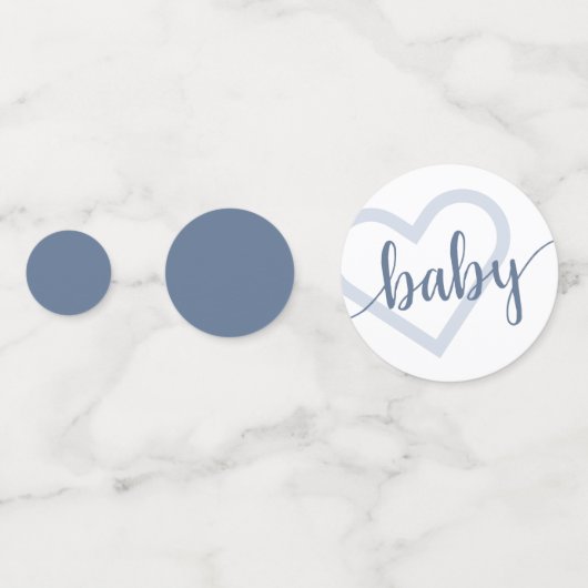 Baby-hart | Dusty Slate Blue Flourish Script Confetti (Achterkanten)