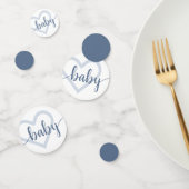 Baby-hart | Dusty Slate Blue Flourish Script Confetti (Groep)