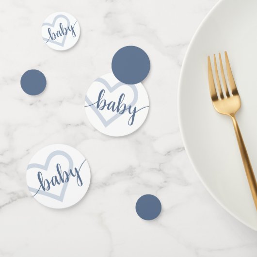 Baby-hart | Dusty Slate Blue Flourish Script Confetti (Groep)