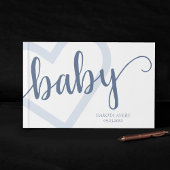 Baby-hart | Dusty Slate Blue Flourish Script Gastenboek