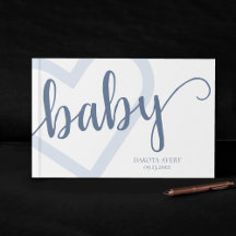 Baby-hart | Dusty Slate Blue Flourish Script