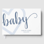 Baby-hart | Dusty Slate Blue Flourish Script Gastenboek (Voorkant)