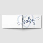 Baby-hart | Dusty Slate Blue Flourish Script Gastenboek (Volledig)