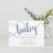 Baby-hart | Dusty Slate Blue Flourish Script Kaart (Staand voorkant)