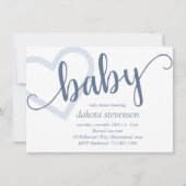Baby-hart | Dusty Slate Blue Flourish Script Kaart (Voorkant)