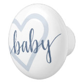 Baby-hart | Dusty Slate Blue Flourish Script Keramische Knop (Rechts)