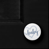Baby-hart | Dusty Slate Blue Flourish Script Keramische Knop
