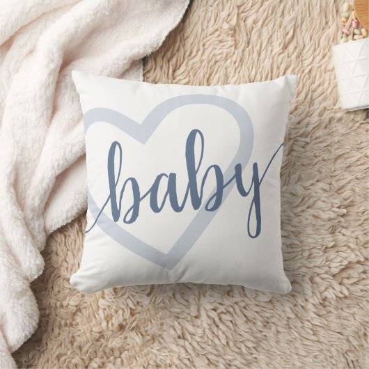 Baby-hart | Dusty Slate Blue Flourish Script Kussen (Deken)