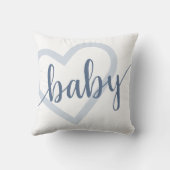 Baby-hart | Dusty Slate Blue Flourish Script Kussen (Achterkant)