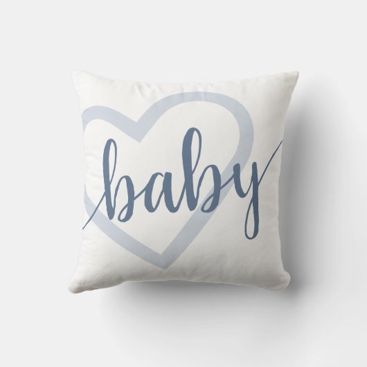 Baby-hart | Dusty Slate Blue Flourish Script Kussen (Achterkant)