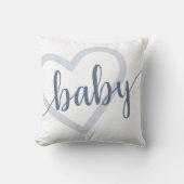 Baby-hart | Dusty Slate Blue Flourish Script Kussen (Voorkant)