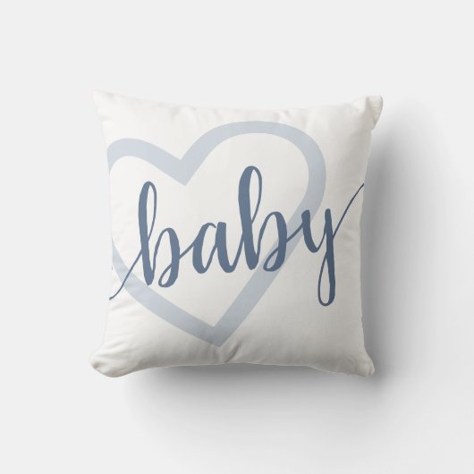 Baby-hart | Dusty Slate Blue Flourish Script Kussen (Voorkant)