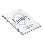 Baby-hart | Dusty Slate Blue Flourish Script Notitieboek (Rechterzijde)