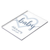 Baby-hart | Dusty Slate Blue Flourish Script Notitieboek (Linkerzijde)