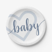 Baby-hart | Dusty Slate Blue Flourish Script Papieren Bordje (Voorkant)