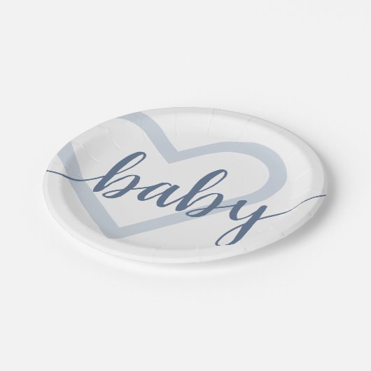 Baby-hart | Dusty Slate Blue Flourish Script Papieren Bordje (Gekanteld)