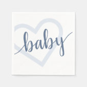 Baby-hart | Dusty Slate Blue Flourish Script Servet (Voorkant)