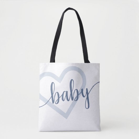 Baby-hart | Dusty Slate Blue Flourish Script Tote Bag (Voorkant)