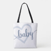 Baby-hart | Dusty Slate Blue Flourish Script Tote Bag (Achterkant)