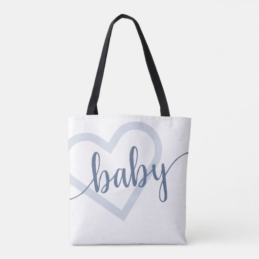 Baby-hart | Dusty Slate Blue Flourish Script Tote Bag (Achterkant)