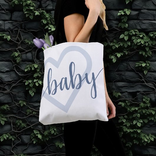 Baby-hart | Dusty Slate Blue Flourish Script Tote Bag