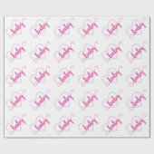 Baby-hart | Hot Pink Magenta Flourish Script Cadeaupapier (Vlak)