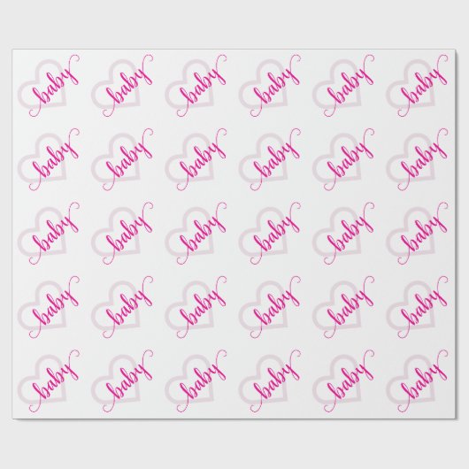 Baby-hart | Hot Pink Magenta Flourish Script Cadeaupapier (Vlak)