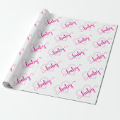 Baby-hart | Hot Pink Magenta Flourish Script Cadeaupapier (Uitgerold)