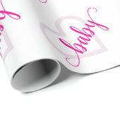 Baby-hart | Hot Pink Magenta Flourish Script Cadeaupapier (Rol Hoek)