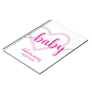 Baby-hart Hot Pink Magenta Flourish Script Notitieboek